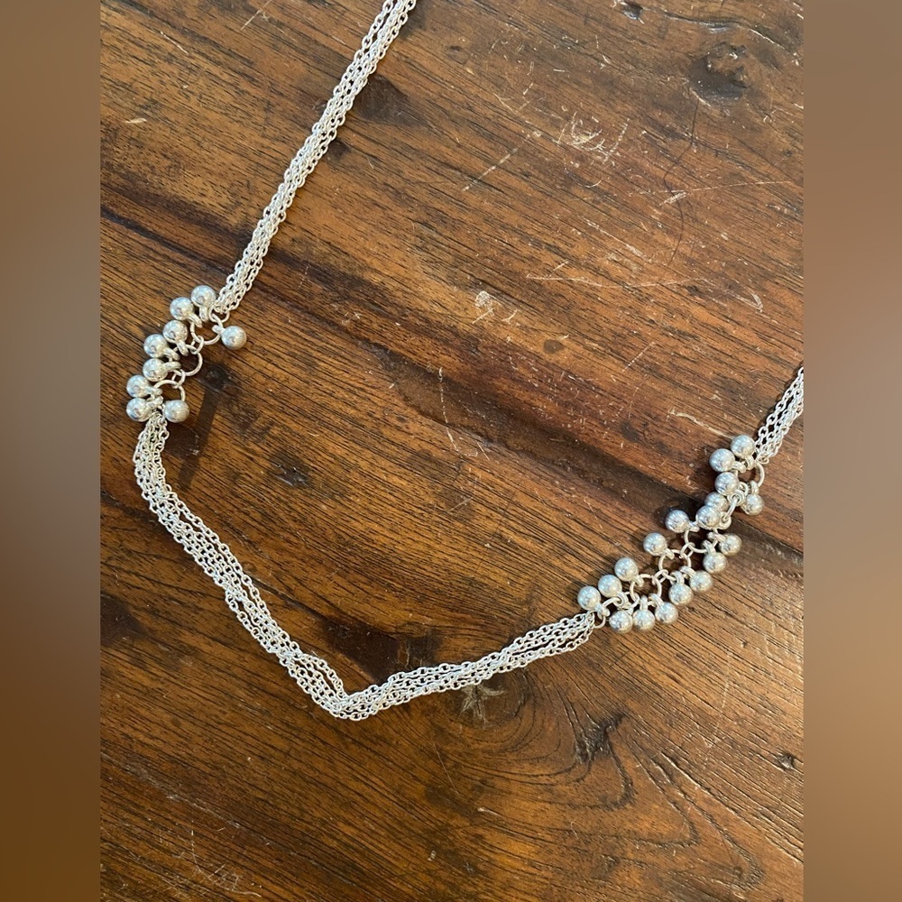 Vintage LBMDJ Signed Silvertone 41" Multi Strand Bead Cluster Necklace